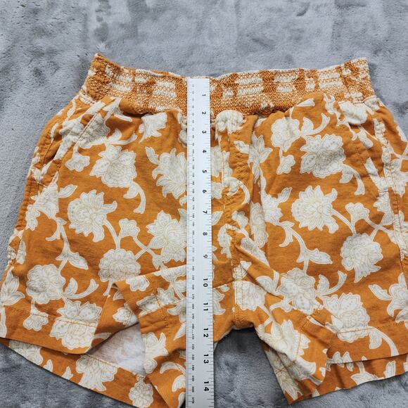Briggs Shorts Womens M Golden Yellow Floral Linen Blend Pull On Casual Summer - Picture 8 of 11